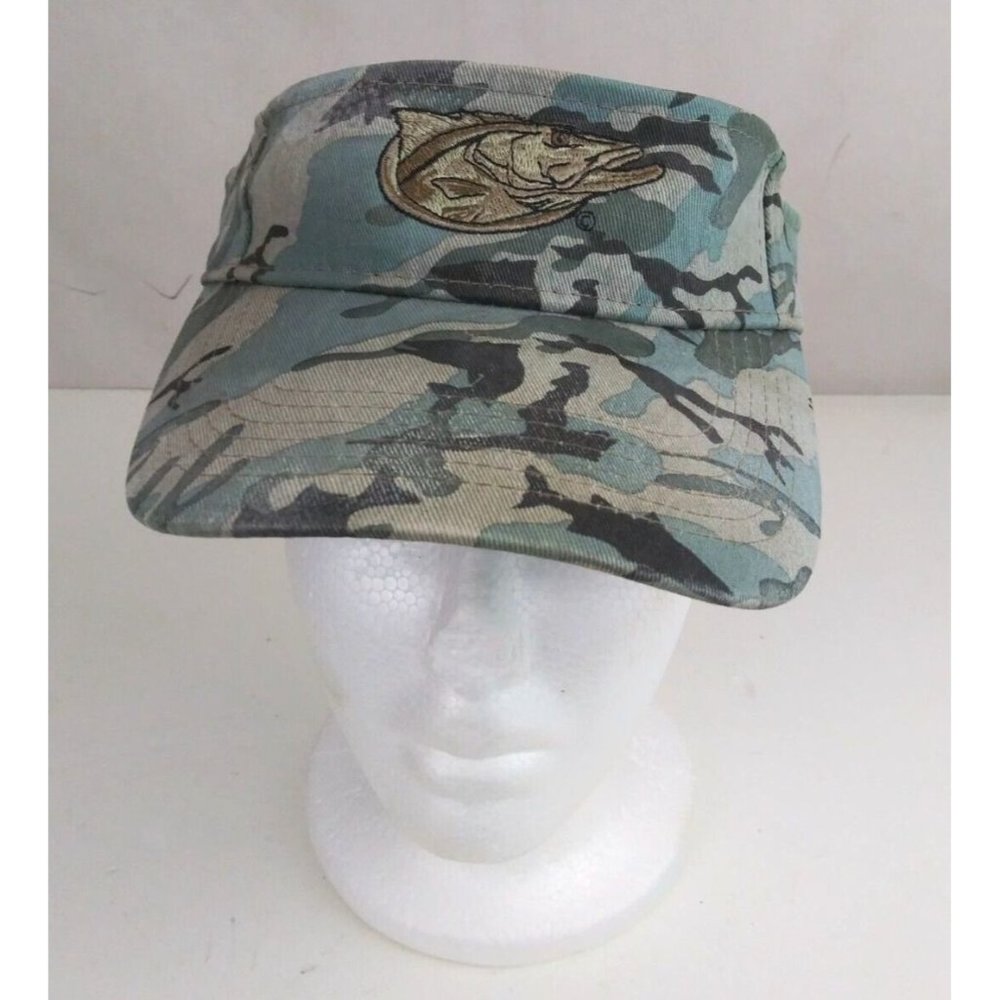 Flying Fisherman Camo With Embroidered Walleye Fish Adjustable Visor Cap
